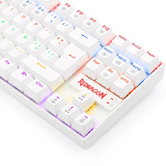 Teclado Redragon Kumara Rainbow White K552W-KR Mecanico Switch Red Gaming Español