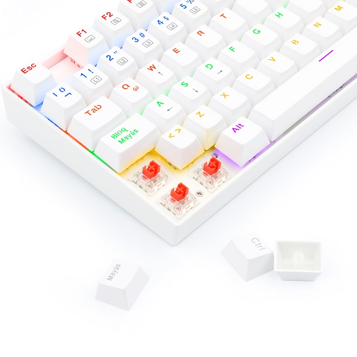 Teclado Redragon Kumara Rainbow White K552W-KR Mecanico Switch Red Gaming Español