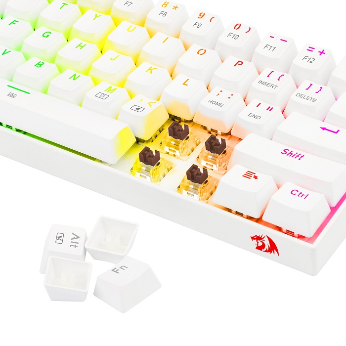 Teclado Redragon Dragonborn White K630W-RGB Mecanico Switch Brown Alambrico Ingles