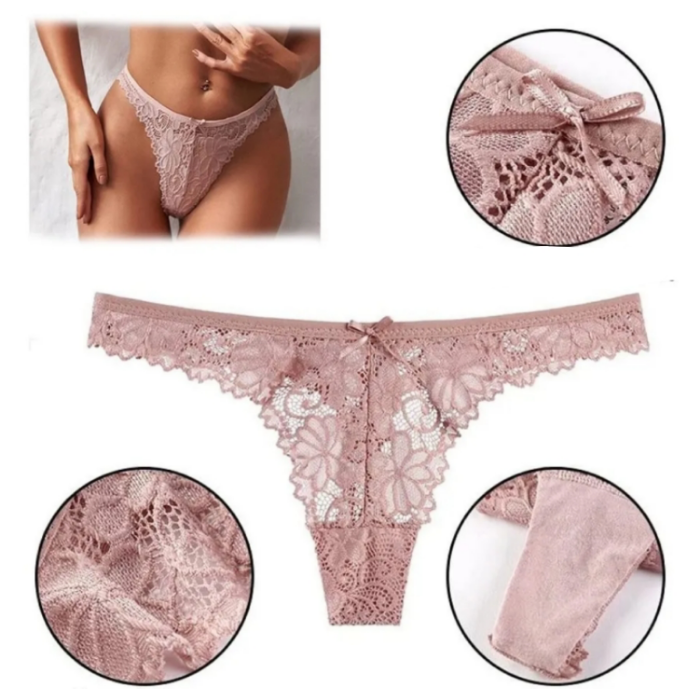 Bragas De Mujer De 3 Piezas Tanga De Encaje Sexy