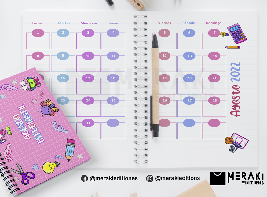 Agenda Para Estudiantes De Color Rosa / Estudiante Mujer