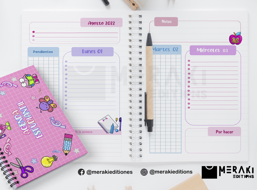 Agenda Para Estudiantes De Color Rosa / Estudiante Mujer