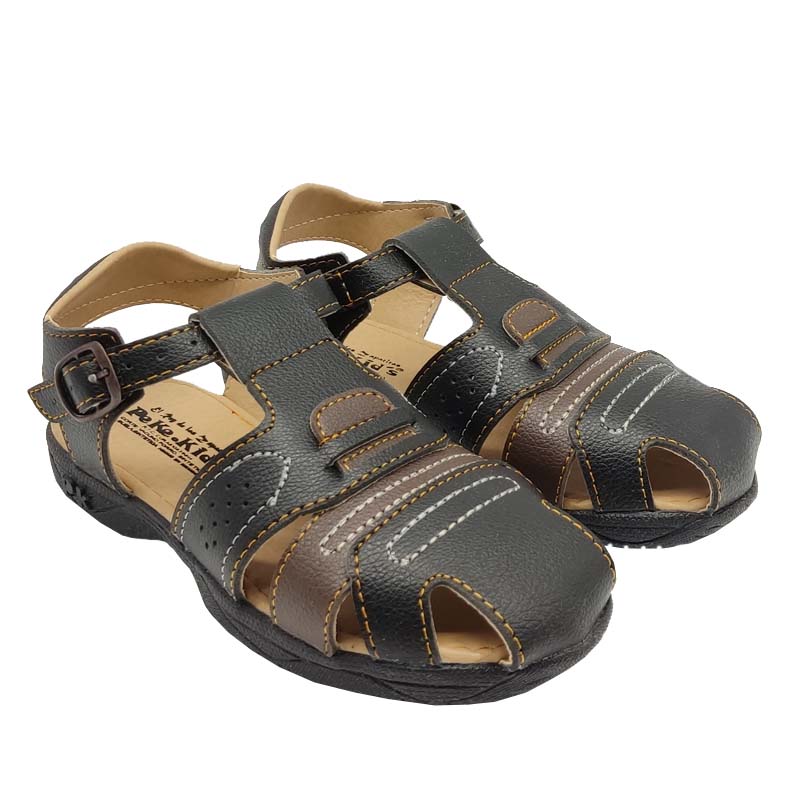 Huarache Pekes Niño 008 Negro 100% Piel Comodo 