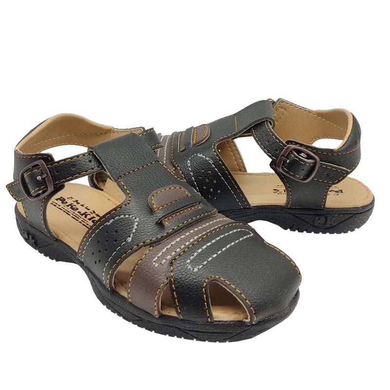 Huarache Pekes Niño 008 Negro 100% Piel Comodo 
