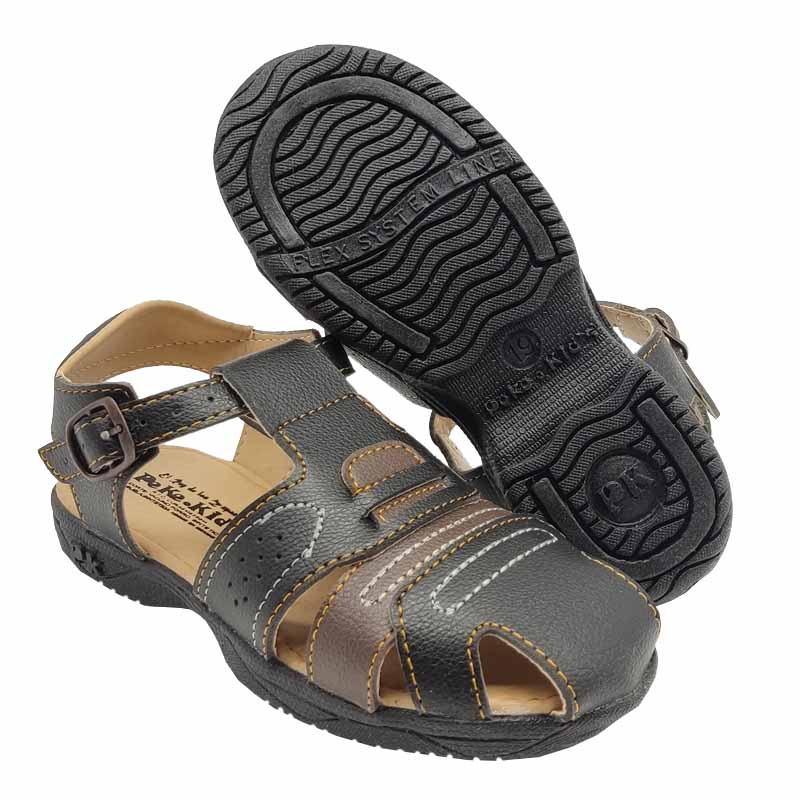 Huarache Pekes Niño 008 Negro 100% Piel Comodo 