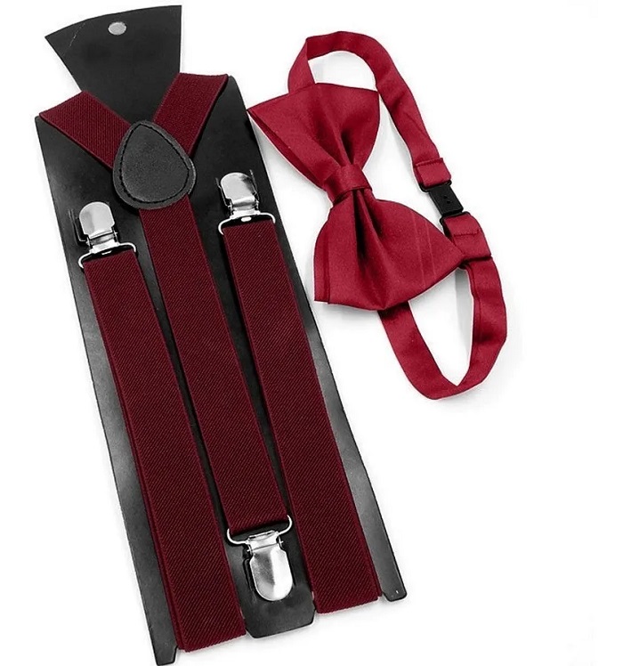 Tirantes Y Moño Unisex Rojo