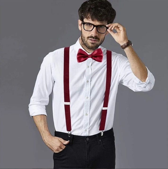 Tirantes Y Moño Unisex Rojo