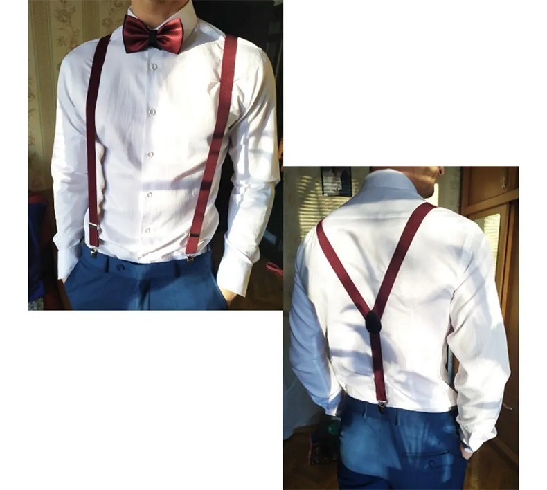 Tirantes Y Moño Unisex Rojo