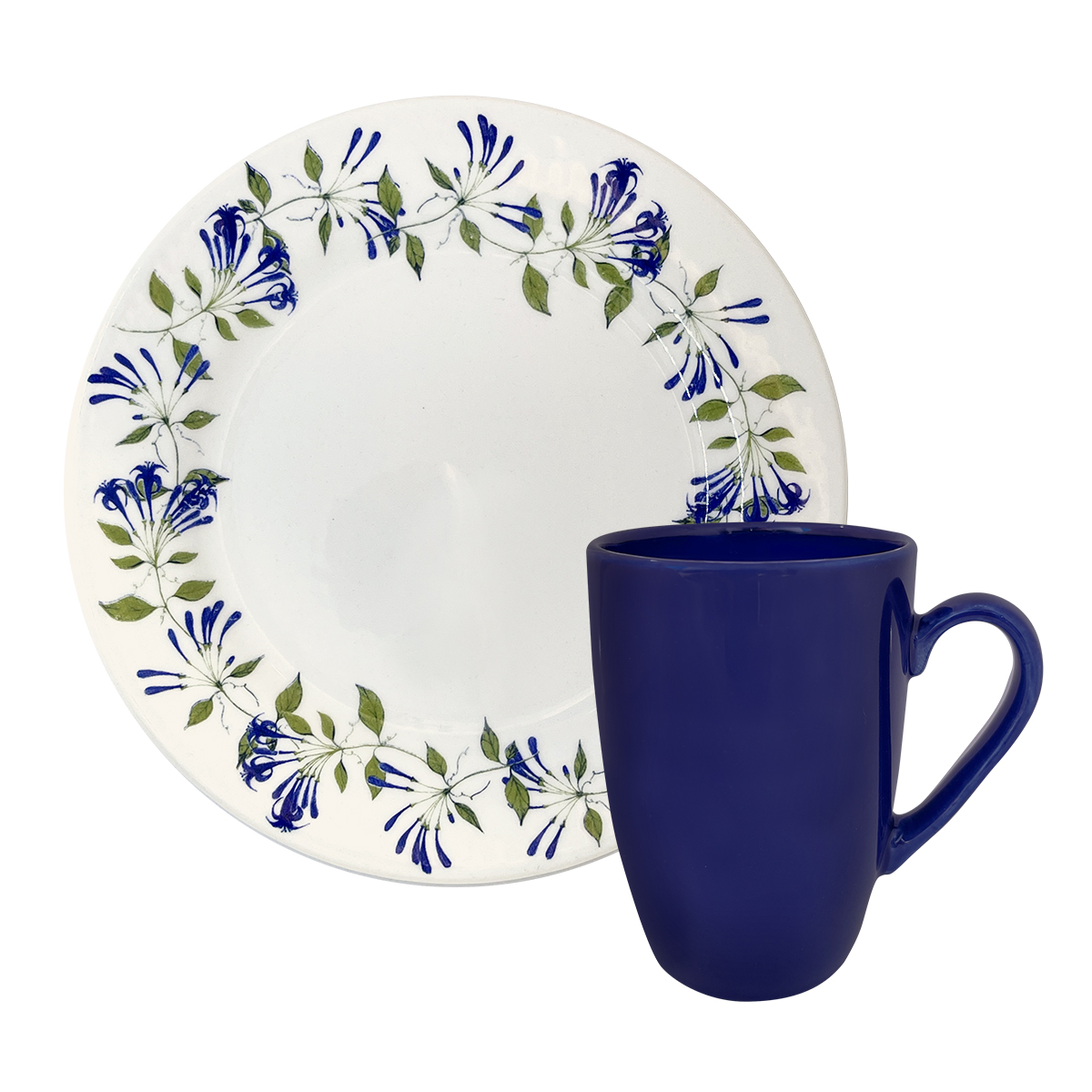 Juego De Tazas Con Platos 8 Pzas Flores Primavera Corona