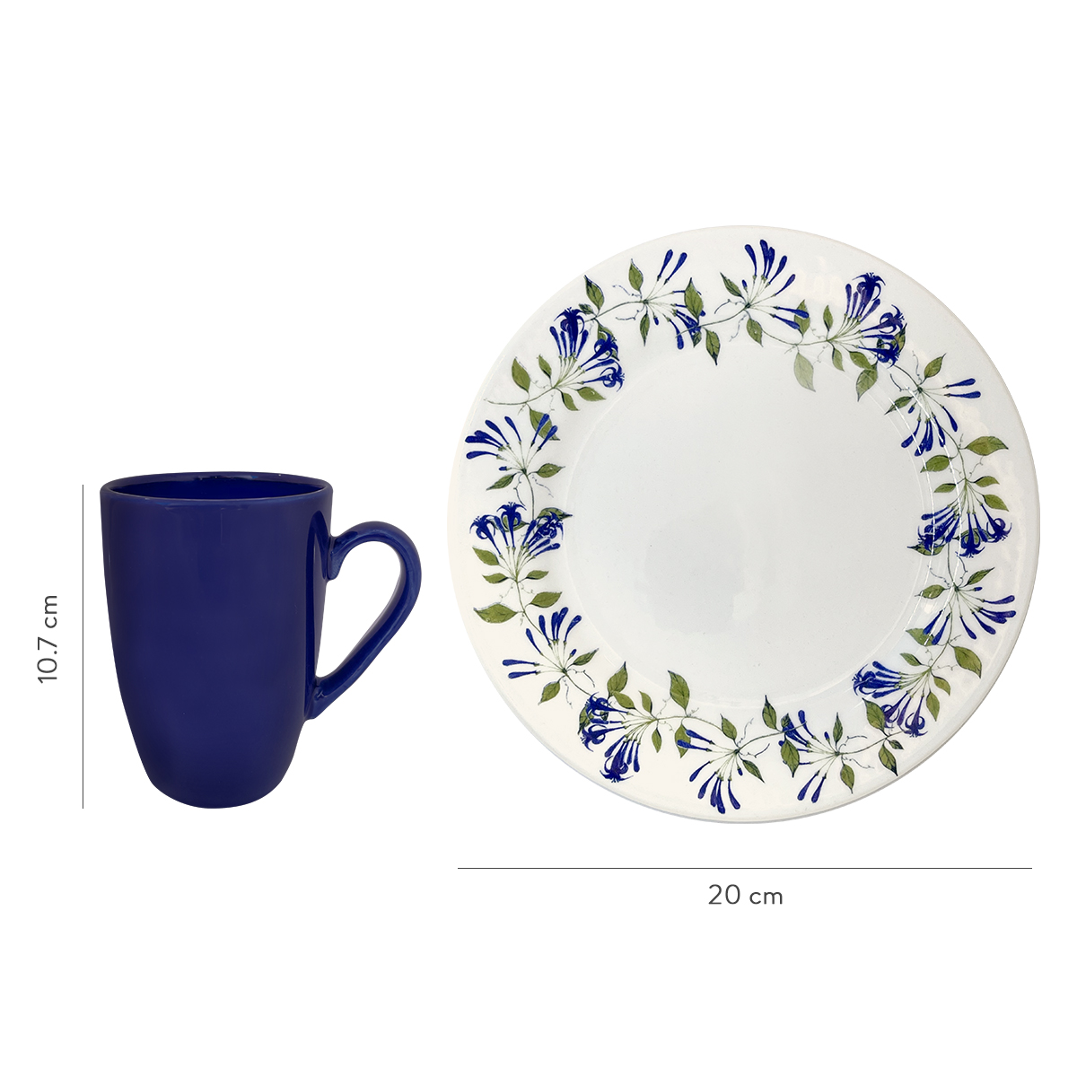 Juego De Tazas Con Platos 8 Pzas Flores Primavera Corona