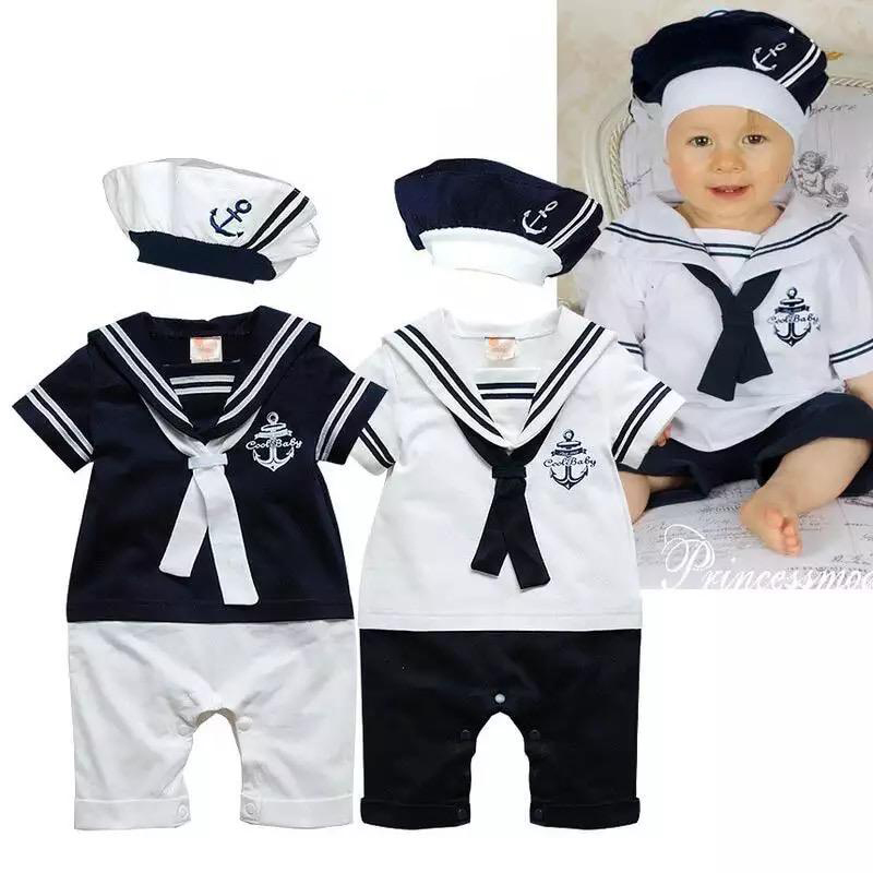 Traje De Marinero Bebé Conjunto De Short, Camisa, Boina Bebé