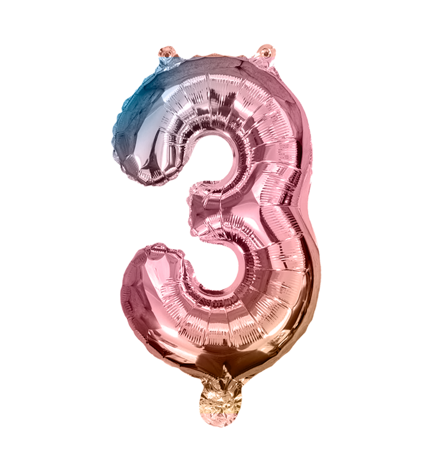 Globos de Numero 3 de papel de aluminio de 14 pulgadas oro plata rose gold azul rey fuchsia rosa rojo negro arcoíris pastel