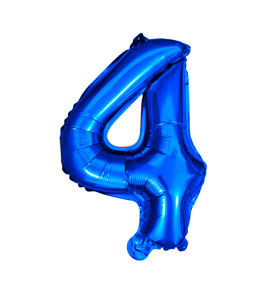 Globos de Numero 4  de papel de aluminio de 14 pulgadas oro plata rose gold azul rey fuchsia rosa rojo negro arcoíris pastel