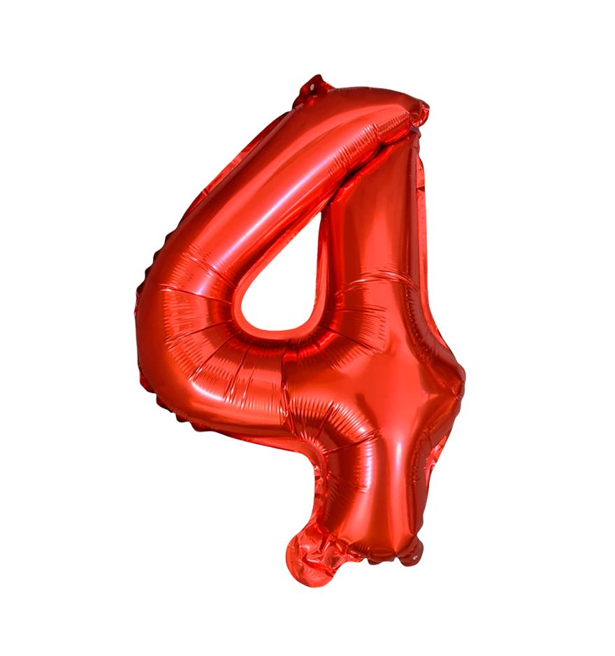 Globos de Numero 4  de papel de aluminio de 14 pulgadas oro plata rose gold azul rey fuchsia rosa rojo negro arcoíris pastel