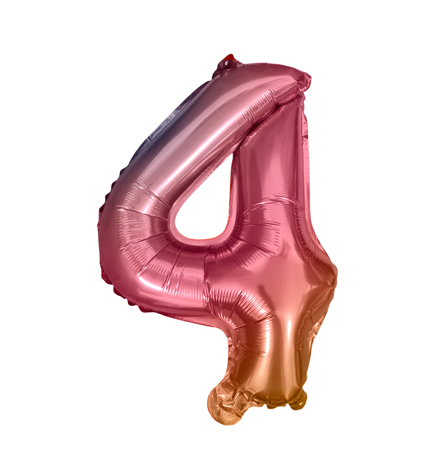 Globos de Numero 4  de papel de aluminio de 14 pulgadas oro plata rose gold azul rey fuchsia rosa rojo negro arcoíris pastel