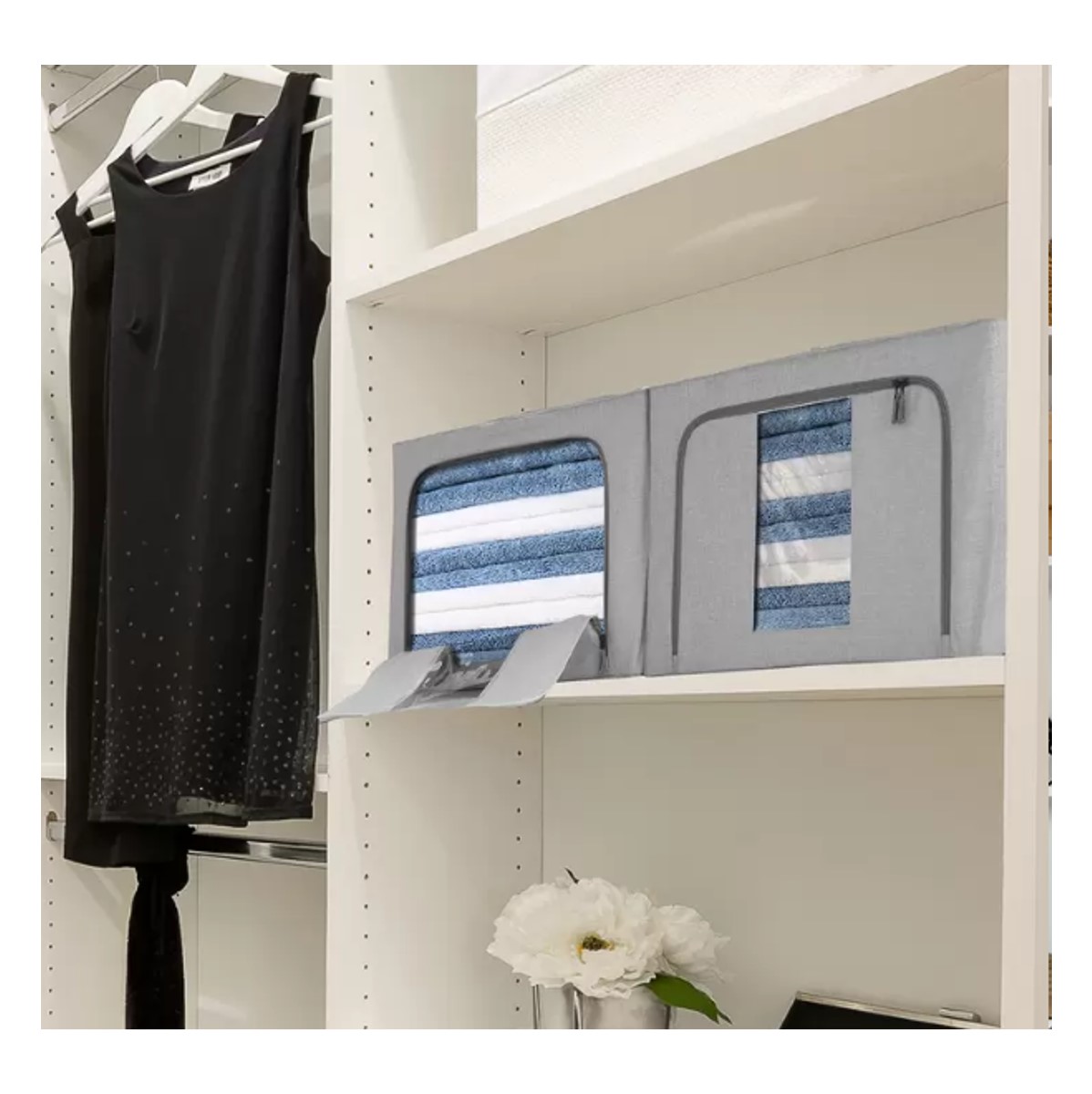 Set De 2 Cajas Flexibles De Almacenamiento Grises, Ag Box