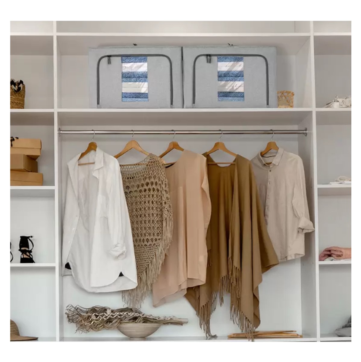 Set De 2 Cajas Flexibles De Almacenamiento Grises, Ag Box