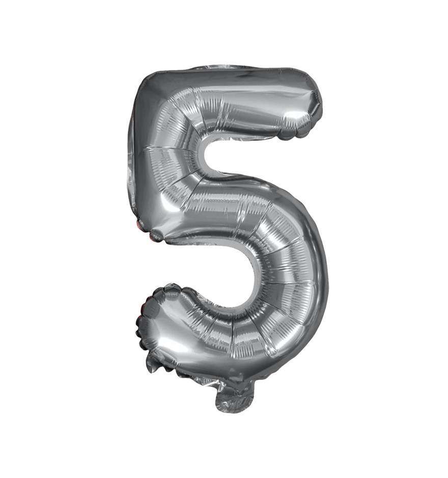 Globos de Numero 5 de papel de aluminio de 14 pulgadas oro plata rose gold azul rey fuchsia rosa rojo negro arcoíris pastel