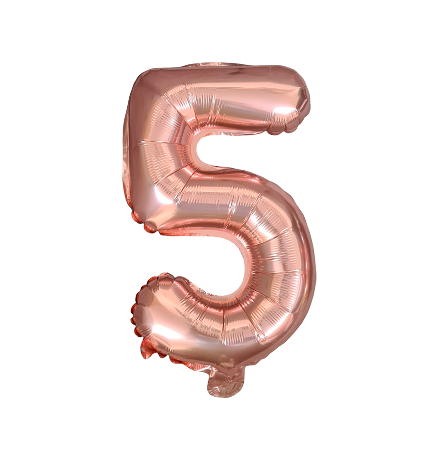 Globos de Numero 5 de papel de aluminio de 14 pulgadas oro plata rose gold azul rey fuchsia rosa rojo negro arcoíris pastel