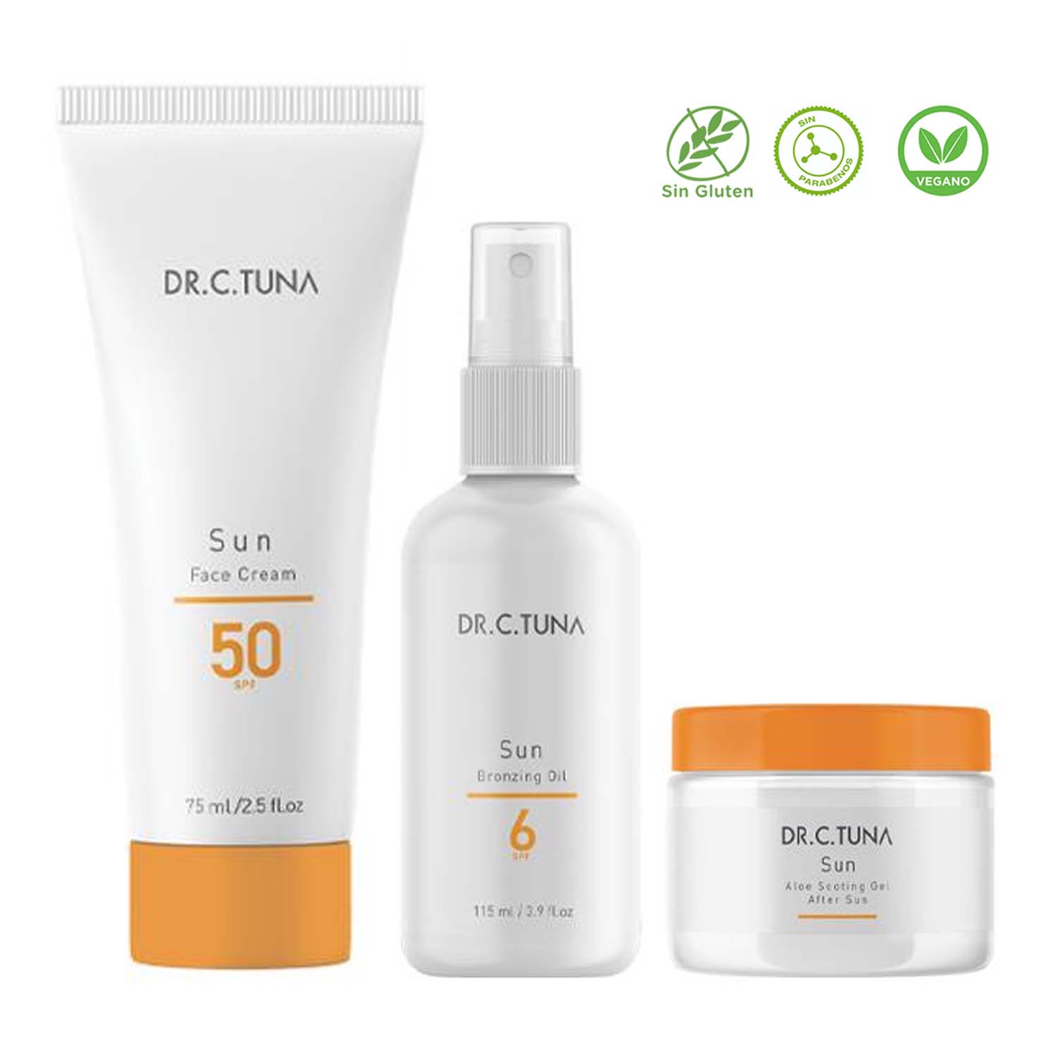 Sun Care SPF 50 Loción Facial y para el Cuerpo Aceite Bronceador Gel Calmante de Aloe para Después del Sol