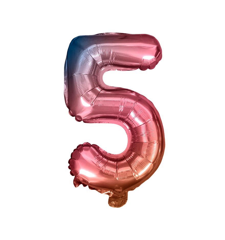 Globos de Numero 5 de papel de aluminio de 14 pulgadas oro plata rose gold azul rey fuchsia rosa rojo negro arcoíris pastel