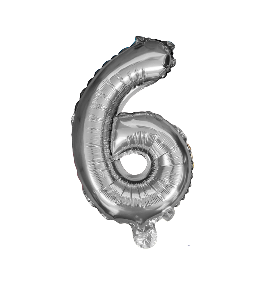 Globos de Numero 6  de papel de aluminio de 14 pulgadas oro plata rose gold azul rey fuchsia rosa rojo negro arcoíris pastel