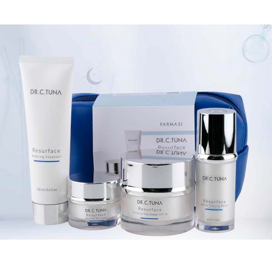 Set Farmasi Dr. C. Tuna Resurface rellena las Líneas Finas y las Arrugas con Cosmetiquera