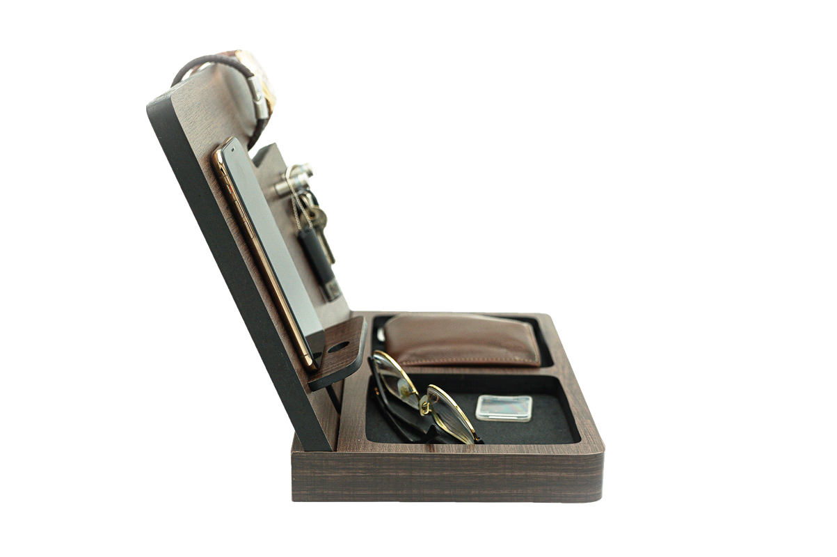 Regalo para Hombre y Mujer Organizador Celular Relojes Llaves Cartera Estación de Carga Regalo Cumpleaños Papá Buro y Escritorio Regalo San Valentín