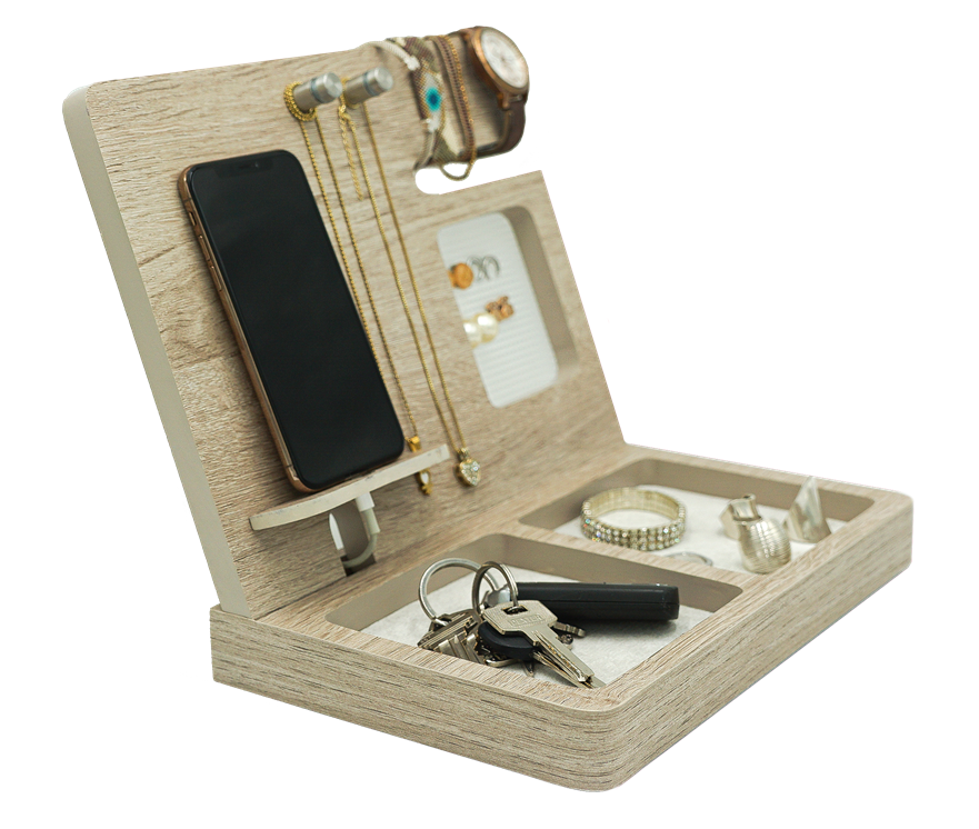 Namore Regalo para Mujer, Mamá, Organizador para Buró y Escritorio para Celular Aretes Collares Relojes Monedas y más..