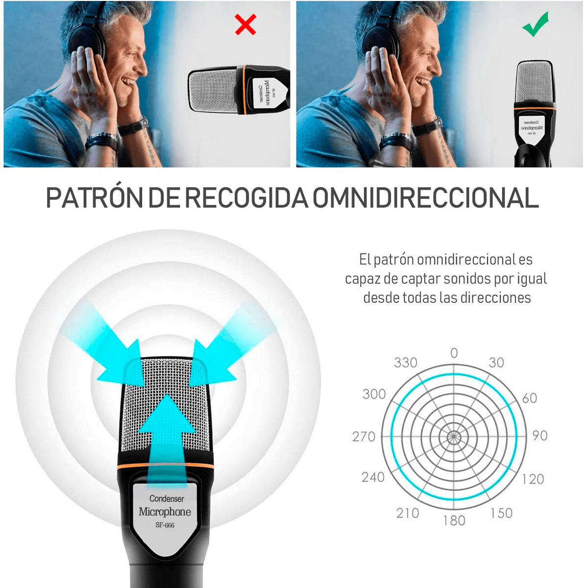 Micrófono para PC notebook Podcast 3.5mm Tripode G-666 Audio Microfonos Para  Estudio