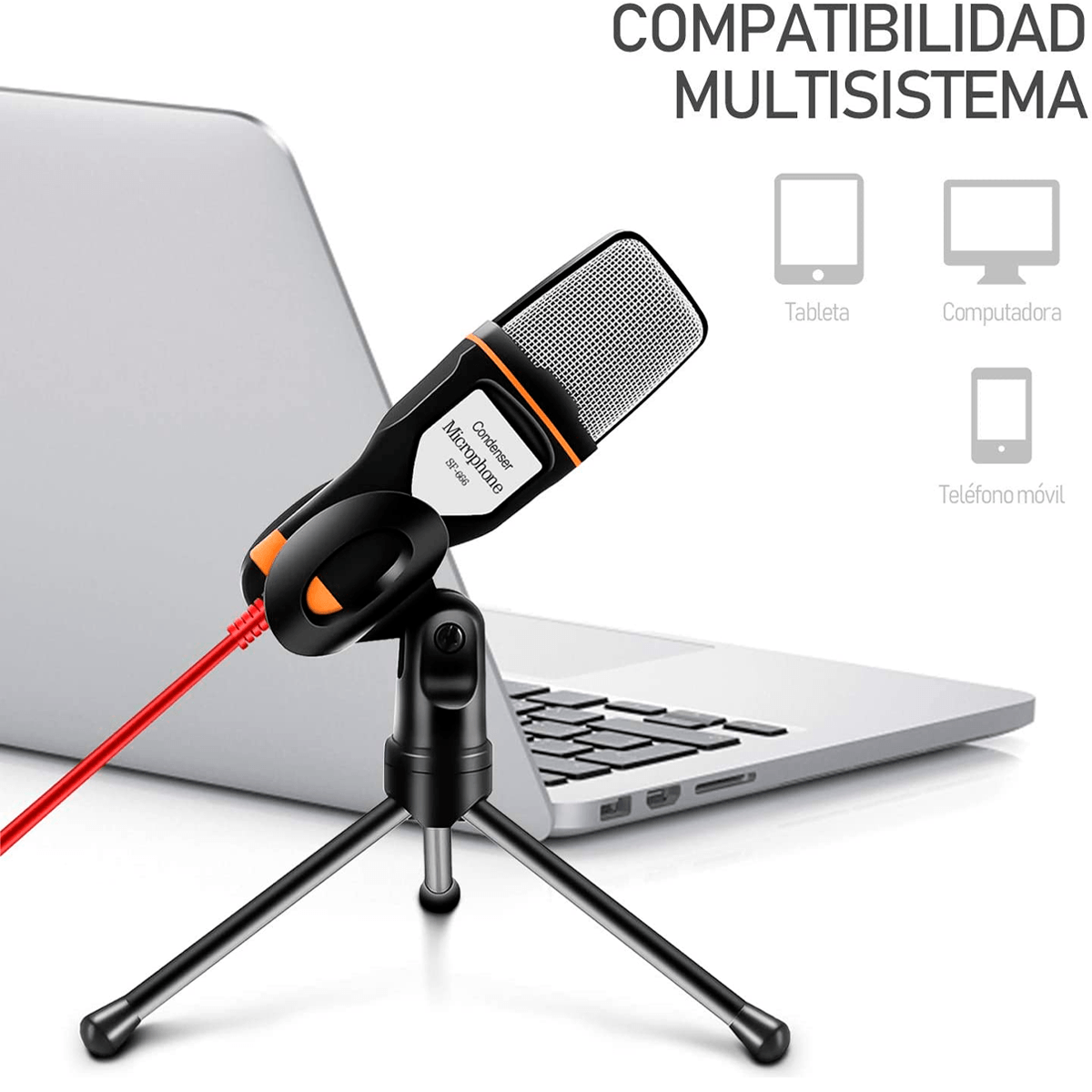 Microfono Para Computadora PC Condensador 3.5 mm Grabacion Podcast  Videollamada 