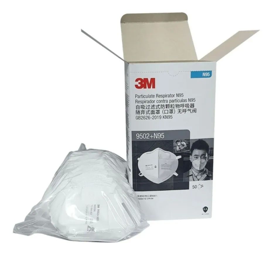 50pz - 3m 9502 N95 Respirador Contra Partículas Cubrebocas