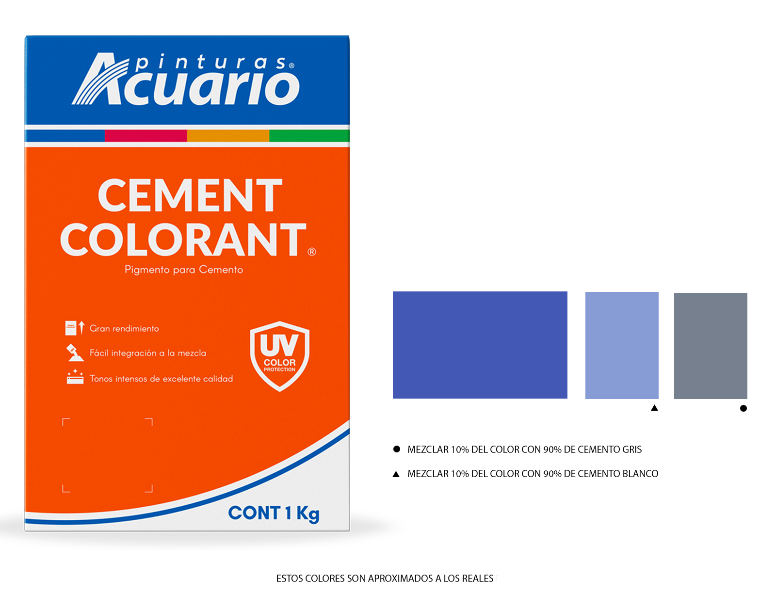 Color Para Cemento Azul Ultramar 1kg Acuario CA93510