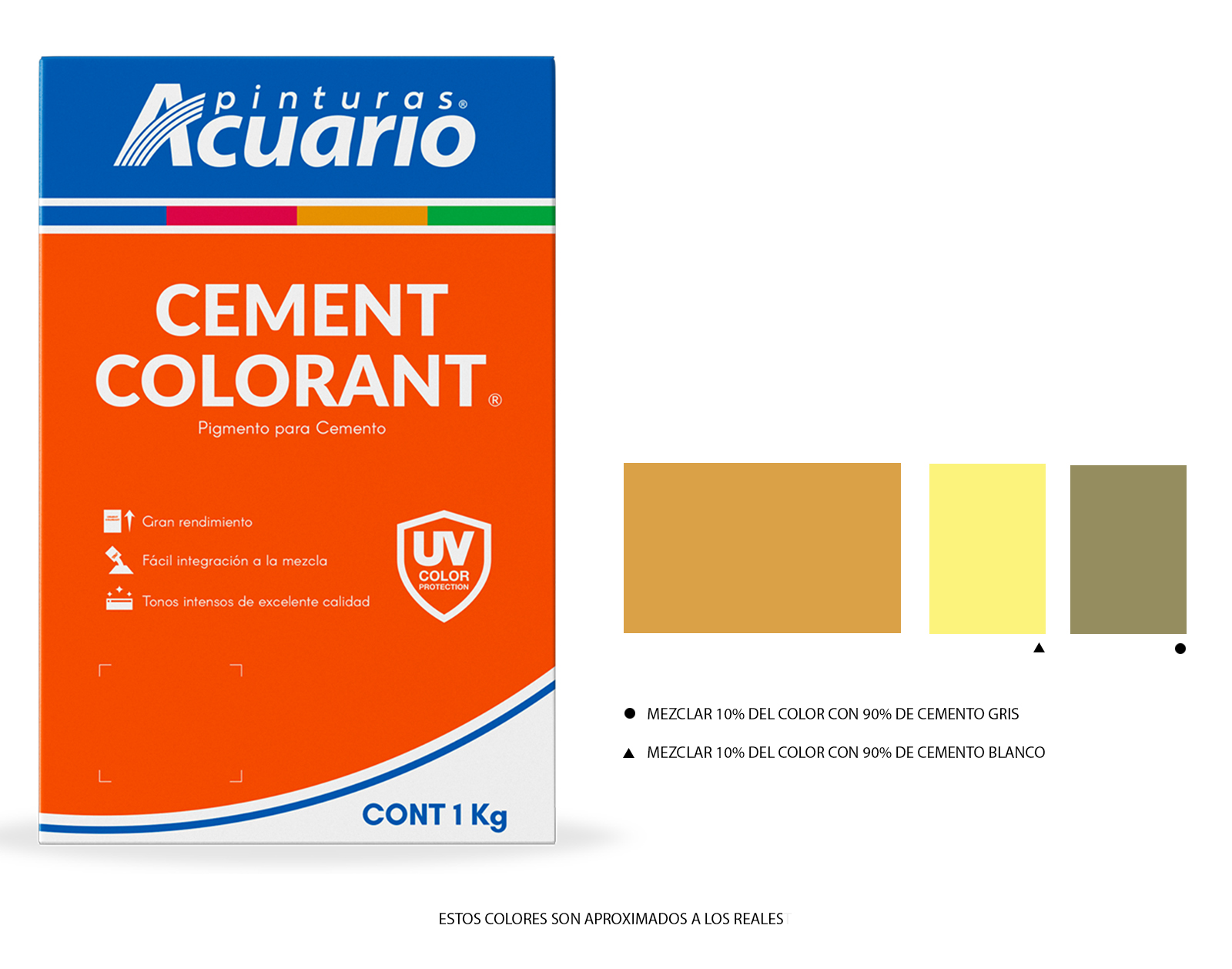 Color Para Cemento Amarillo Óxido 1kg Acuario CA93210