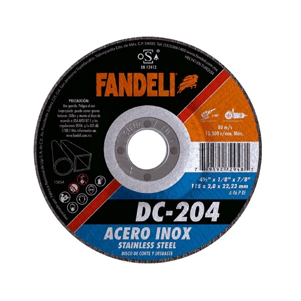 Paquete 3 Discos De Corte Dc-204 Fandeli 115 X 2,8 X 22,23mm 72948