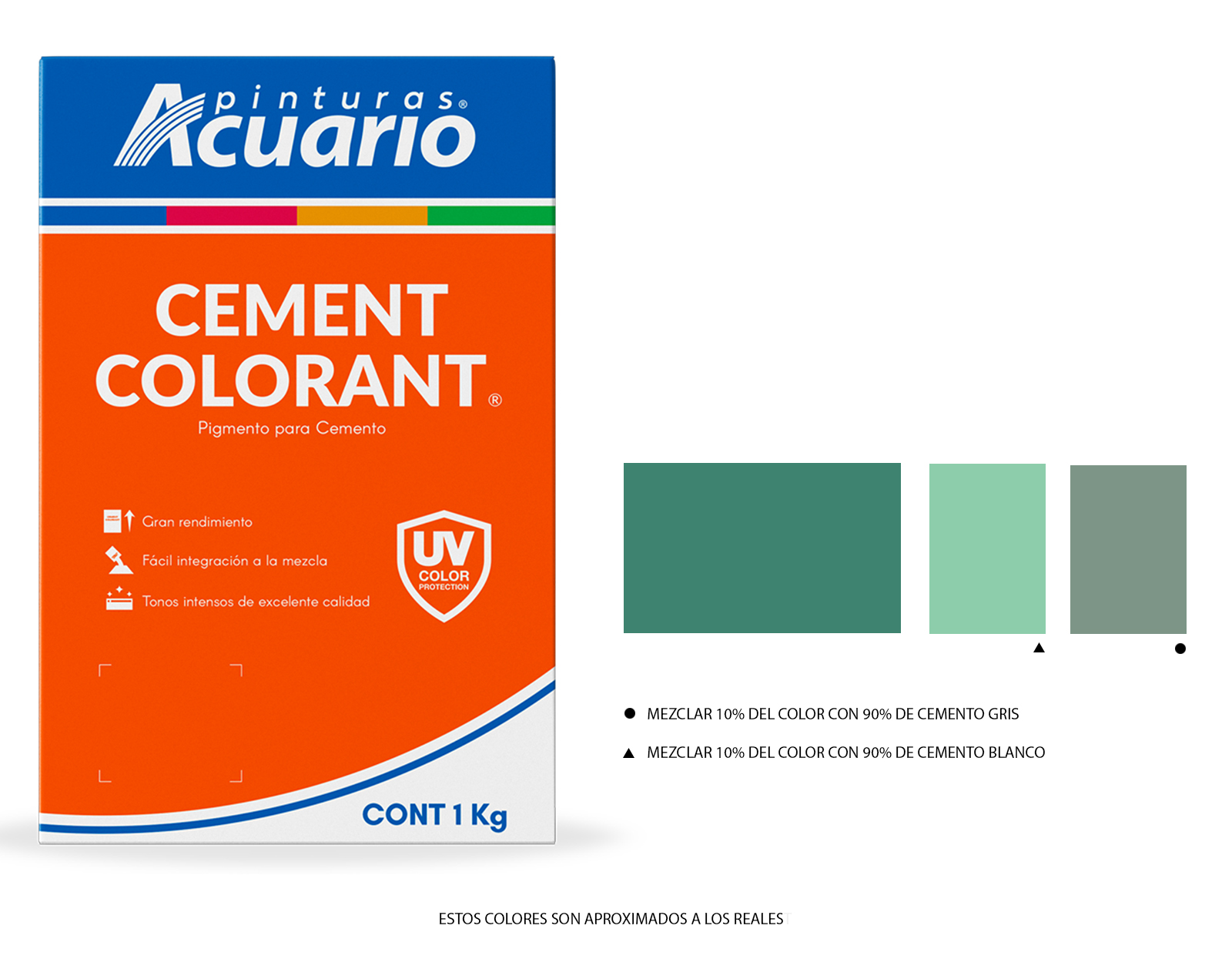 Color Para Cemento Turquesa 1kg Acuario CA93610