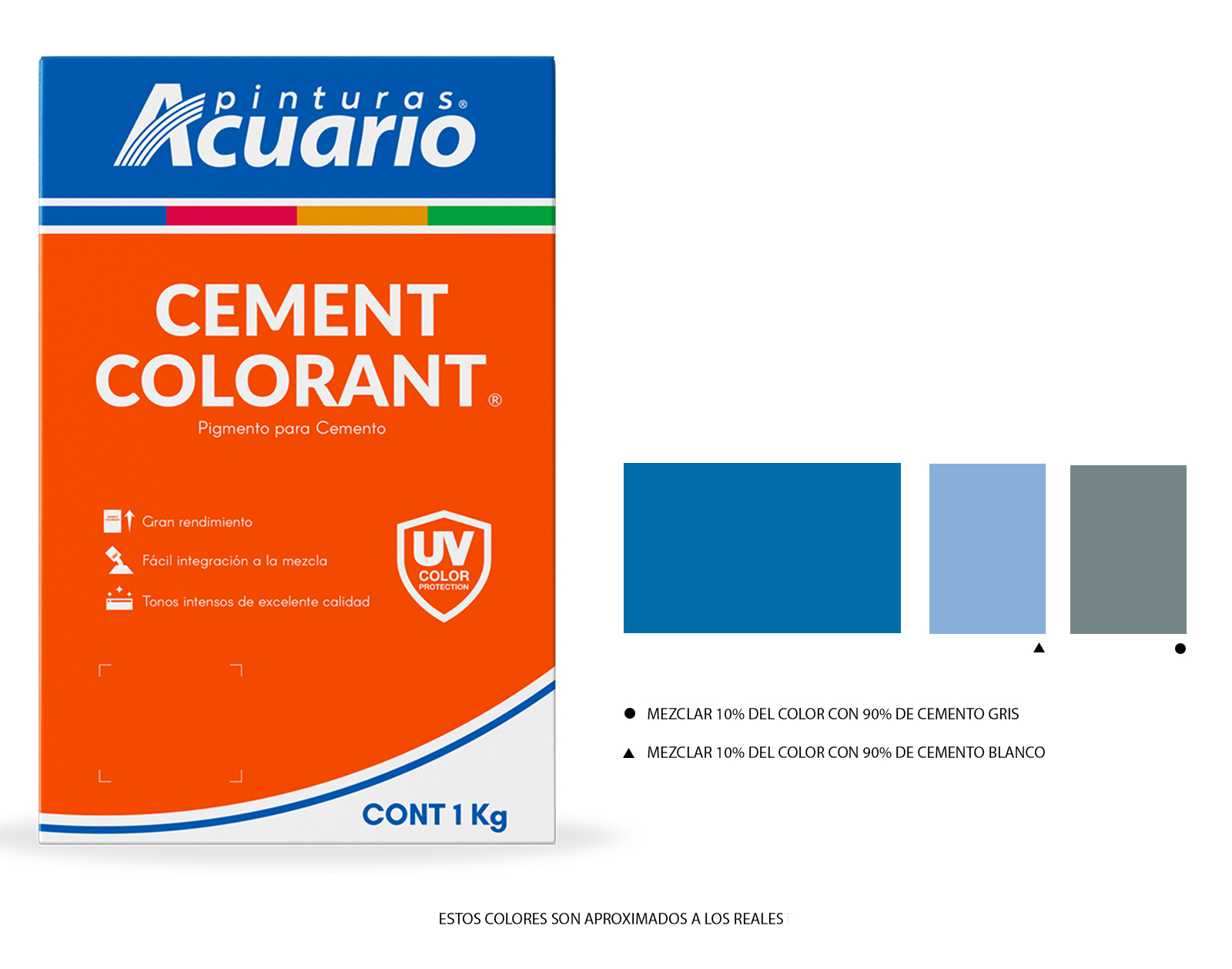 Color Para Cemento Azul Acuario 1kg Acuario CA93410