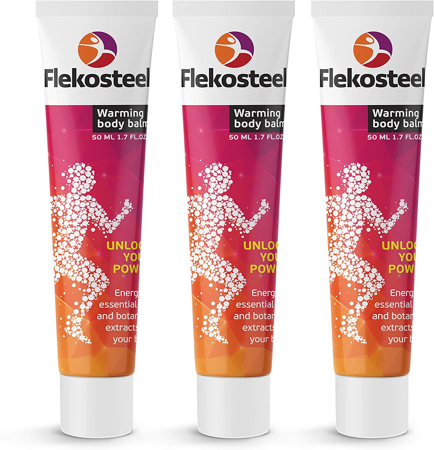 Flekosteel Bálsamo Corporal de Calentamiento de 50 ml Pomada Antiinflamatoria - Pack de 3 