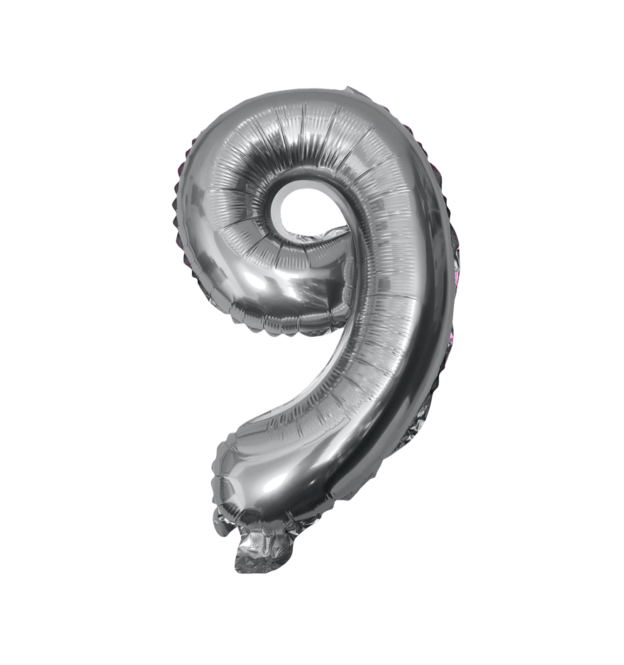 Globos de Numero 9  de papel de aluminio de 14 pulgadas oro plata rose gold azul rey fuchsia rosa rojo negro arcoíris pastel