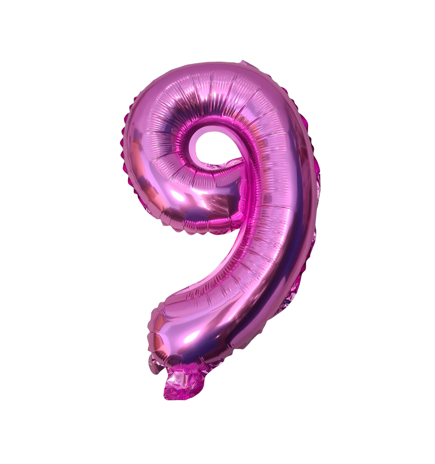 Globos de Numero 9  de papel de aluminio de 14 pulgadas oro plata rose gold azul rey fuchsia rosa rojo negro arcoíris pastel