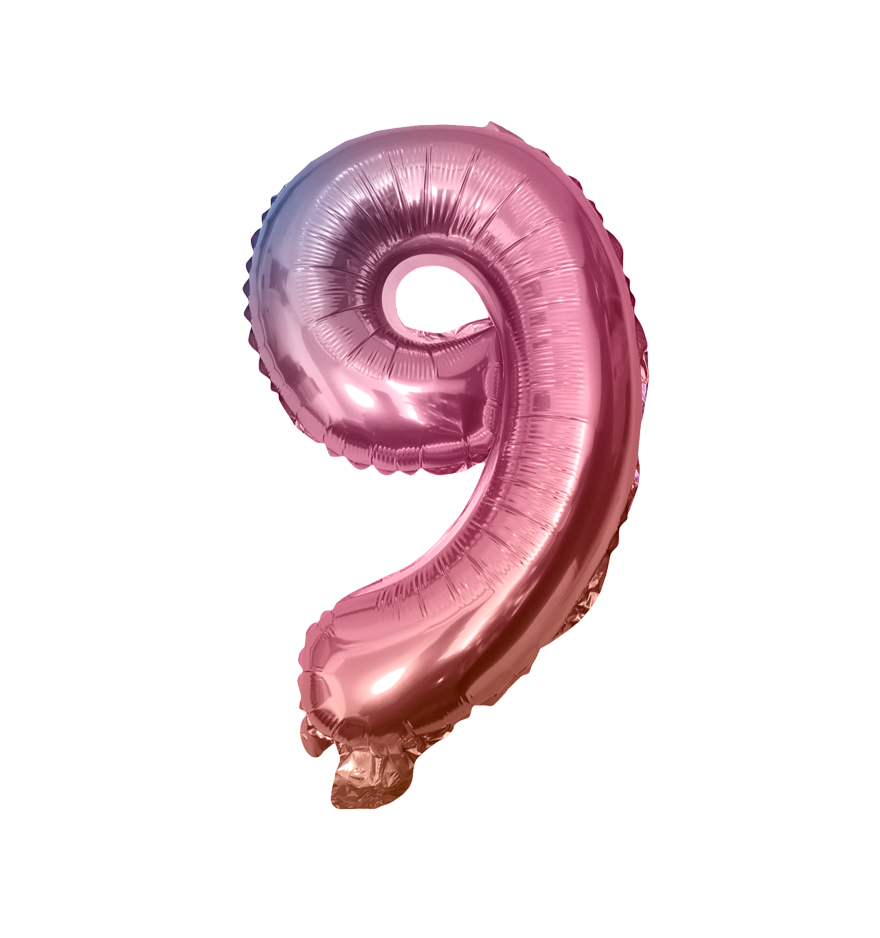 Globos de Numero 9  de papel de aluminio de 14 pulgadas oro plata rose gold azul rey fuchsia rosa rojo negro arcoíris pastel