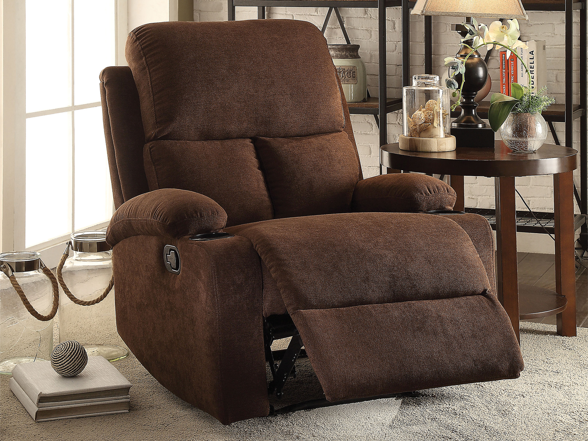 Reclinable Reposet De Tela Brady Color Chocolate