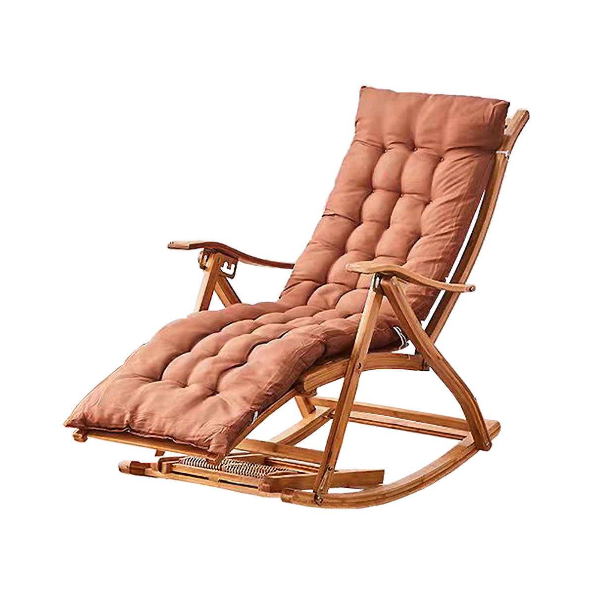 Silla Mecedora De Bambú Y Poliéster Con Colchón Komfort
