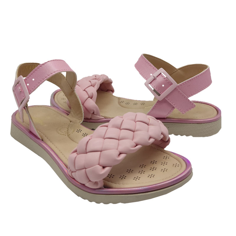 Huarache Trencitas Niña Rosa Pastel 100% Piel Cabra Cómodos Bonitos