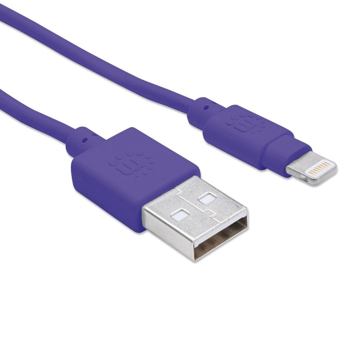 Cable USB A Lightning Manhattan iPhone Apple Morado 1 Metro 394239