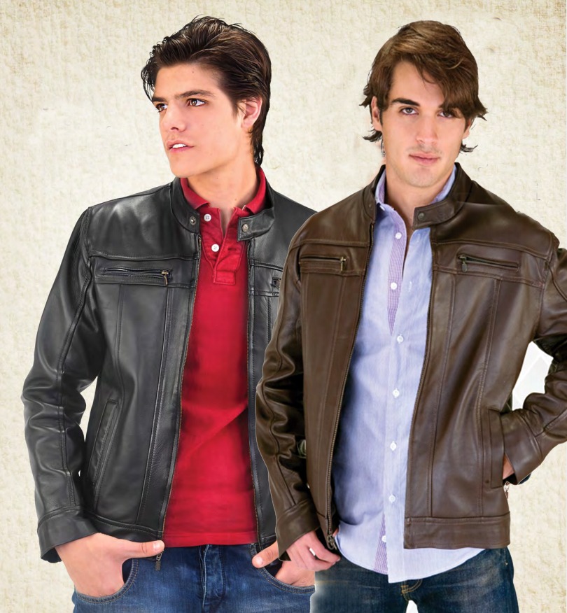 Chamarra Shalom de Piel Autentica Modelo Yago Caballero Incluye de Regalo llaveroMonedero de Piel