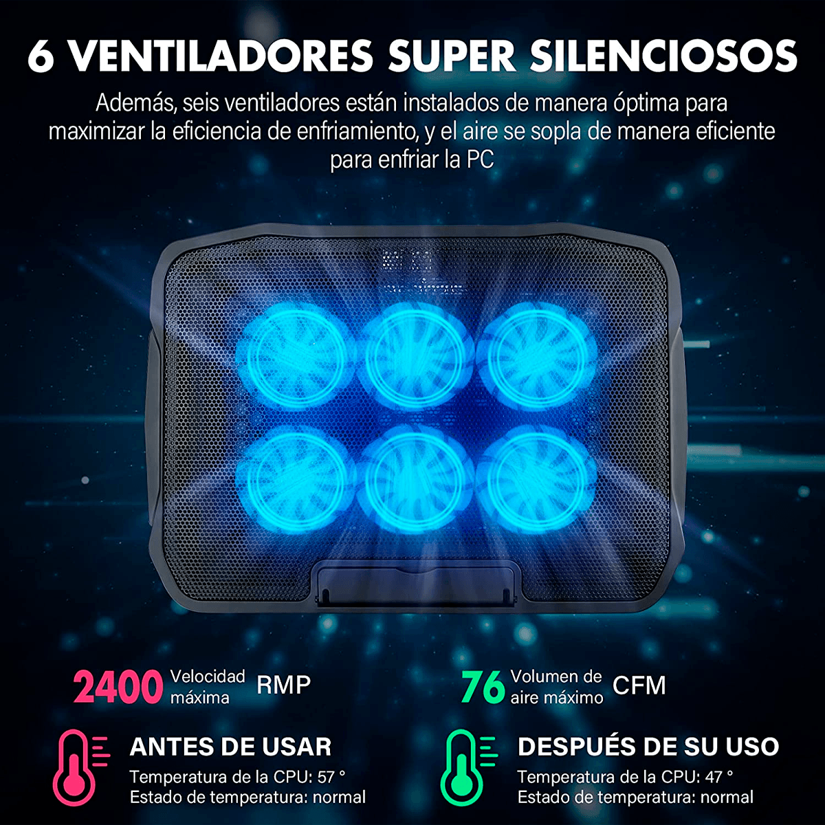 Ventilador para Laptop, Enfriador para Laptop Base De Refrigeración para Ordenador Portatil