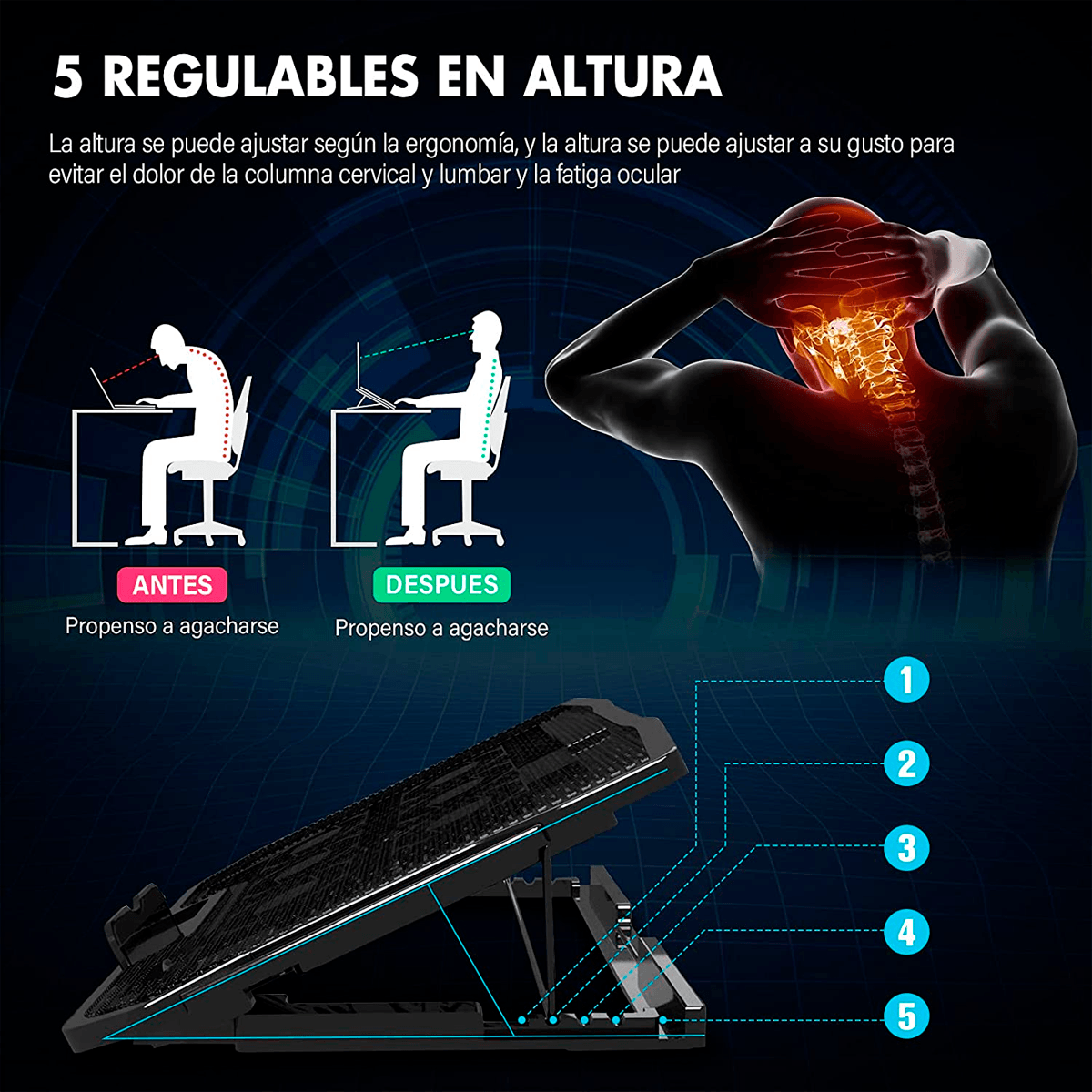 Ventilador para Laptop, Enfriador para Laptop Base De Refrigeración para Ordenador Portatil