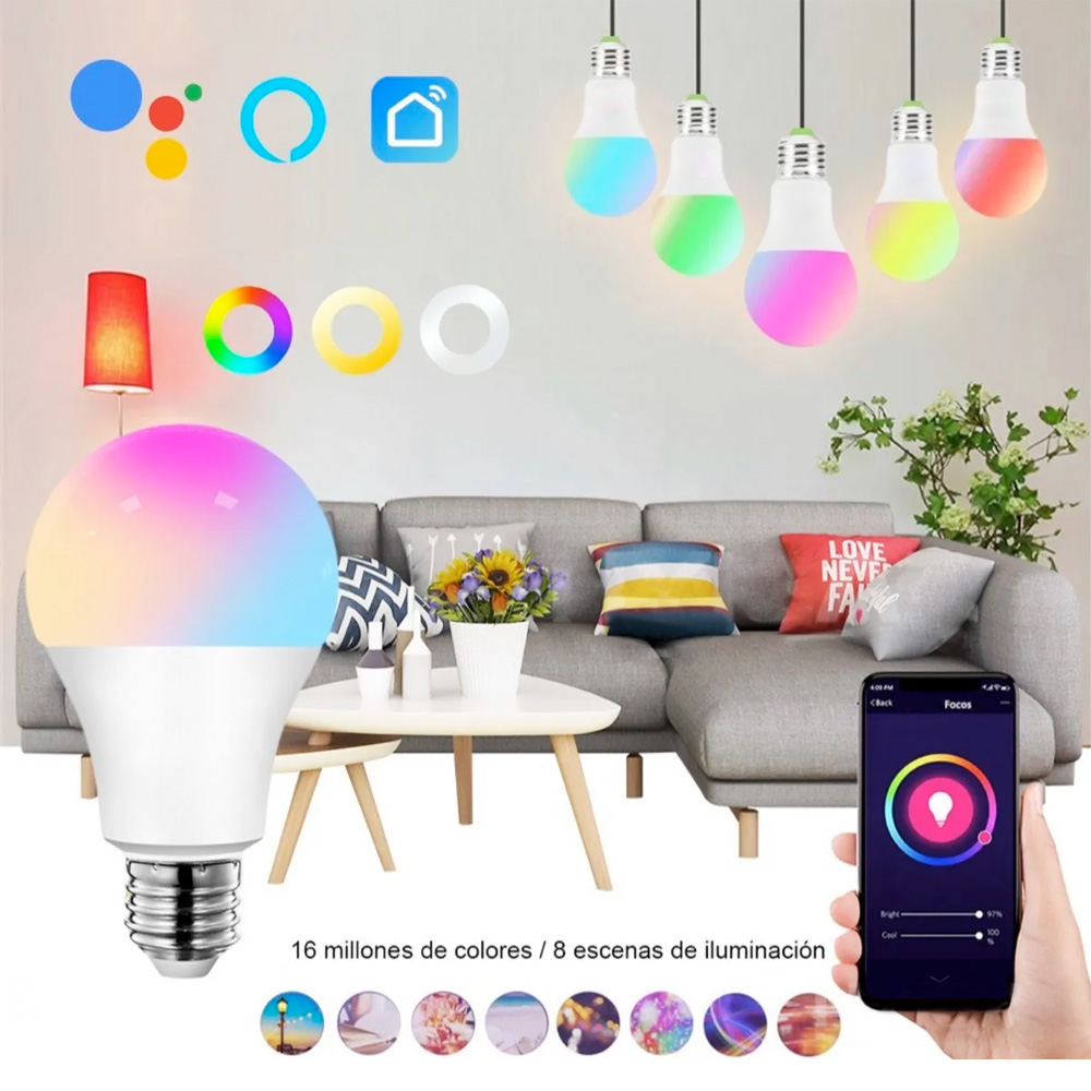 Foco Led Rgb Wifi Inteligente Compatible Con Alexa Y Google