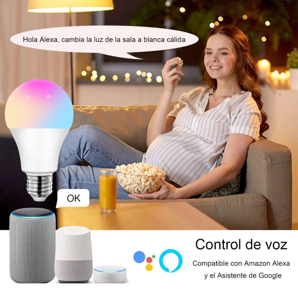 Foco Led Rgb Wifi Inteligente Compatible Con Alexa Y Google